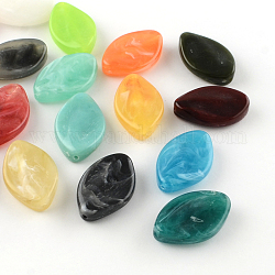Perles oeil cheval acryliques imitation de pierres précieuses, couleur mixte, 29~30x19x7mm, Trou: 2mm, environ 180 pcs/500 g