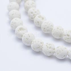 Brins de perles de pierre de lave naturelle, ronde, 8mm, Trou: 1mm, Environ 50 pcs/chapelet, 15.75 pouce (40 cm)