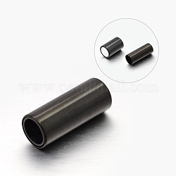 Colonne 304 fermoirs magnétiques à surface lisse en acier inoxydable avec emembouts collées pour cordons de 5 mm, gunmetal, 17x7mm, Trou: 5mm