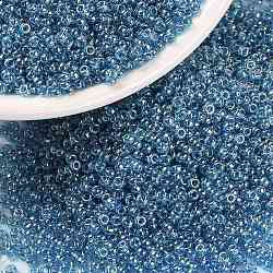 Cuentas de rocailles redondas miyuki, Abalorios de la semilla japonés, (rr326) capri transparente azul lustre, 15/0, 1.5mm, agujero: 0.7 mm, acerca 5555pcs / botella, 10 g / botella