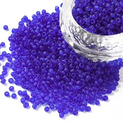 (servizio di reimballaggio disponibile) perline di semi di vetro, colori satinati, tondo, blu, 12/0, 2mm, su 12 g / borsa