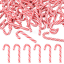 Dikosmetische 50 Stück weihnachtliche Kunststoff-Cabochons, Zuckerstange, rot, 49~50x18~19.5x5 mm