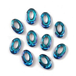 Verbindungsringe aus galvanisiertem Glas, Kristall kosmischer Ring, Prismenring, facettiert, zurück vernickelt, Oval, Blau, 20x13x4~5 mm, Innendurchmesser: 10x5.3 mm