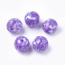 Perline di resina, stile imitazione di pietre preziose, tondo, viola medio, 20mm, Foro: 2.5 mm