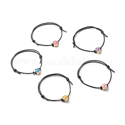 Цветочные акриловые эмалевые бусины регулируемый шнур браслет для девочек-подростков женщин, разноцветные, внутренний диаметр: 1-7/8~3-3/8 дюйм (4.8~8.5 см)