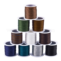 Cordón metálico trenzado de poliéster, para hacer y bordar pulseras trenzadas, color mezclado, 0.4mm, 6 capa, 50 m / rollo, 10colors, 1 rollo / color, 10 rollos / set