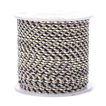 Corda di cotone a 4 velo, corda di cotone macramè fatta a mano, con filo d'oro, per appendiabiti da parete in corda, lavoro a maglia fai da te, nero, 1.5mm, circa 21.8 iarde (20 m)/rotolo