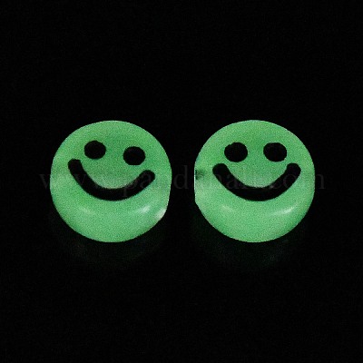 Luminous Acrylic Glow in the Dark 10x5mm Smiley Face Beads - Package of 50