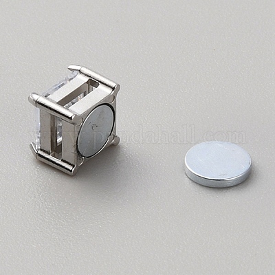 Квадратные клипсы из прозрачного кубического циркония EJEW-TAC0017-07-1