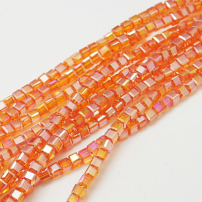 Chapelets de perles en verre électroplaqué&nbsp;EGLA-D018-6x6mm-51-1