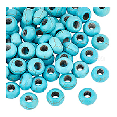 100 шт окрашенные синтетические бирюзовые европейские бусины&nbsp;SPDL-PH0001-03-1