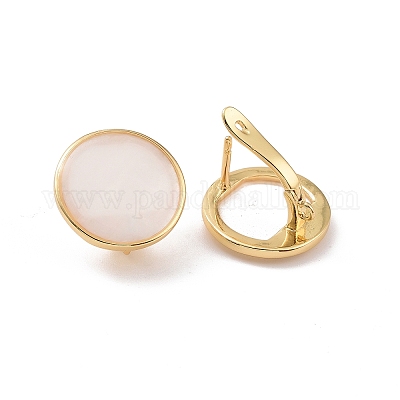 Large Gold Circle Earrings - simple thin hoop on latching kidney