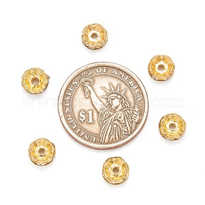 Железные хрустальные бусины-разделители со стразами&nbsp;RB-A008-8MM-G-1