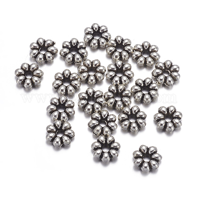 Distanziatore Tibetano A Forma Di Colonna Decorata Color Argento - Foto 9