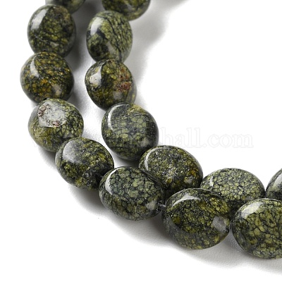 Натуральный серпантин / зеленые кружевные нити из бисера G-M420-D18-01-1