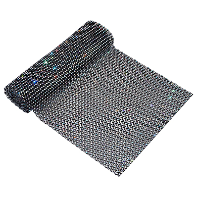 FINGERINSPIRE Rhinestone Mesh Fabric (Black, 21.6x91.4cm) Stretchable  Hollow Mesh Fabric with Shiny AB Crystal Rhinestones Cuttable Fishnet  Fabric for