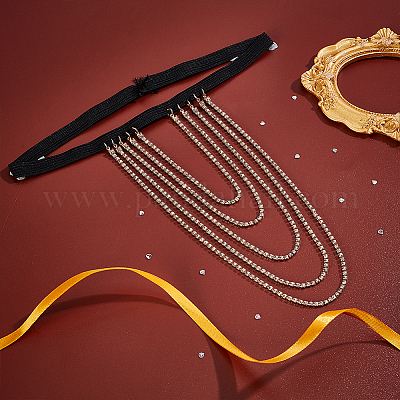 Цепочка на бедро из сплава с кисточками и кристаллами для женщин&nbsp;AJEW-WH0554-38A-1