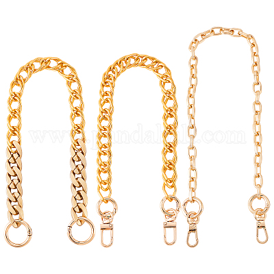 Wholesale SUPERFINDINGS 3 Style Purse Chain Handle Handbag Strap 40~45.7cm  Golden Metal Flat Curb Chain Replacement Cosmetic Clutch Mini Pochette  Accessories for DIY Handbag Making 