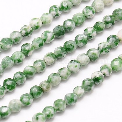 Natürliche grüne Fleck Jaspis Perlen Stränge G-G545-35-1