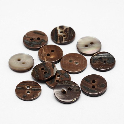 2-Hole Flat Round Shell Buttons SHEL-P012-22-1