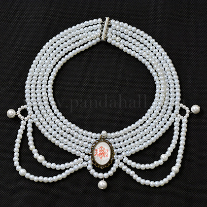 Collar de gargantilla de perlas multi-trenzado tutorial gratuito DIY-LC0019-01-1