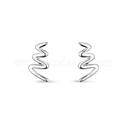 TINYSAND Fashion 925 Sterling Silver Streamline Stud Earrings TS-E245-S-1