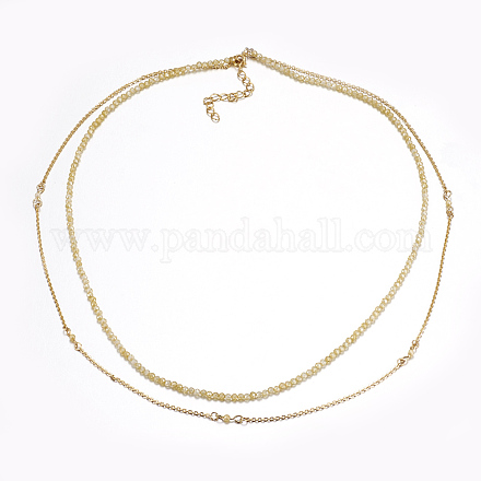 Faceted Yellow Cubic Zirconia Tiered Necklaces NJEW-F212-07G-1