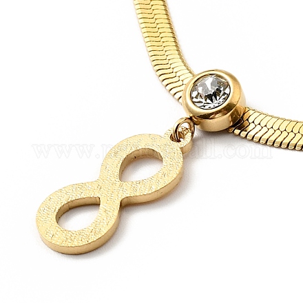 Crystal Rhinestone Infinity Pendant Necklace with Herringbone Chains NJEW-I116-06G-1