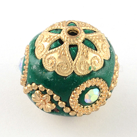 Handmade Indonesia Rhinestones Round Beads IPDL-R033-27D-1