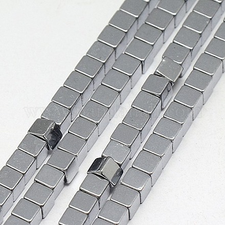 Chapelets de perles en hématite synthétique sans magnétiques G-J170A-3x3mm-01-1