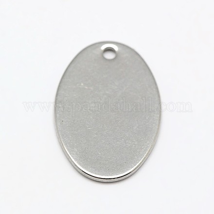 201 Stainless Steel Stamping Blank Flat Oval Pendants STAS-M037-06-1