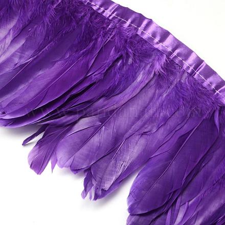 ファッションガチョウの羽フェザー布地連売り服飾材料パーツ  暗紫色  100~180x38~62mm  約2 M /袋 FIND-Q040-05N-1