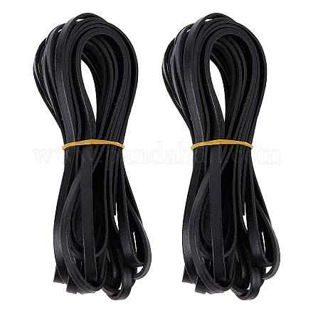 GORGECRAFT 11Yds 5mm Flat Genuine Leather Cord String Leather Shoelace Boot Lace Strips Cowhide Braiding String Roll for Jewelry Making DIY Craft Braided Bracelets Belts Keychains(Black) WL-GF0001-06C-01-1