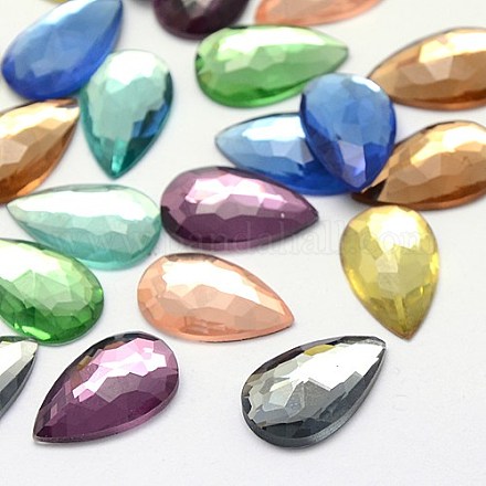 Faceted Glass Teardrop Cabochons GGLA-F006-M-1