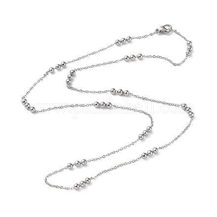 304 Halskette mit runden Gliederketten aus Edelstahl für Damen NJEW-D058-02P-1
