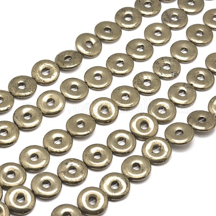 Donut Natural Pyrite Beads Strands G-I126-22-18x4mm-1