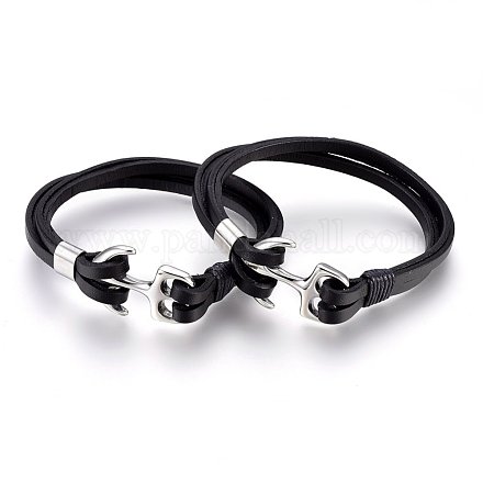 Leather Cord Multi-strand Bracelets BJEW-F349-22P-1