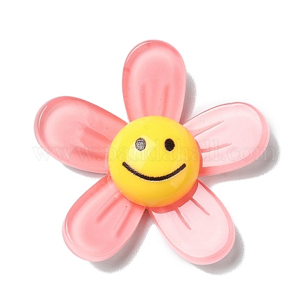 アクリルカボション  笑顔の花  ピンク  34x35.5x8mm MACR-M023-05B-1