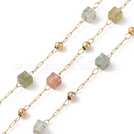 Quadratische Perlenketten aus natürlichem Rosenquarz AJEW-J035-02G-07-1