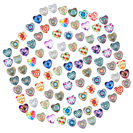 PandaHall 120pcs Heart Glass Cabochon GLAA-PH0008-25-1