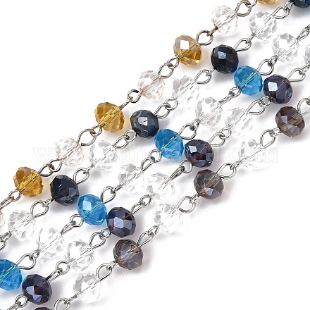 Chaînes de perles rondelle en verre olycraft pour la fabrication de bracelets de colliers AJEW-OC0001-73-1