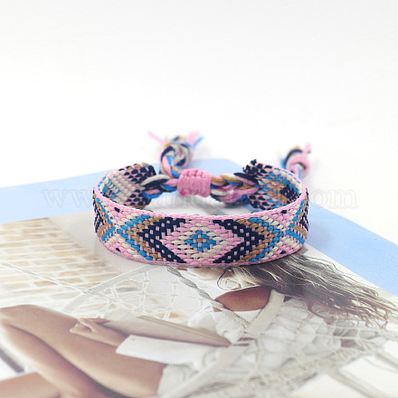 Bracelet cordon polyester tressé motif losange FIND-PW0013-004A-16-1