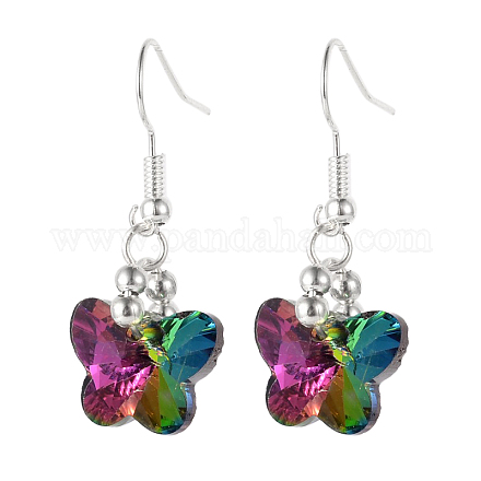 Platinum Tone Brass Butterfly Electroplate Glass Beads Dangle Earrings EJEW-JE01950-04-1