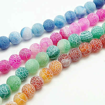 Natural Crackle Agate Beads Strands G-G055-6mm-M-1