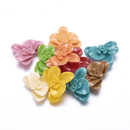 Mixed Opaque Resin Flower Cabochons X-CRES-B63-M-1