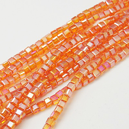 Electroplate Glass Beads Strands EGLA-D018-6x6mm-51-1