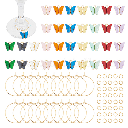 Unicraftale Bastelset für Weinglasanhänger mit Schmetterlingen zum Selbermachen DIY-UN0004-69-1