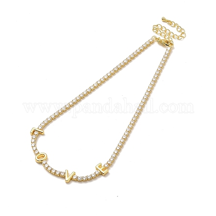 Collar de cadenas de circonita cúbica transparente para regalo de mujer y niña NJEW-A005-04G-1