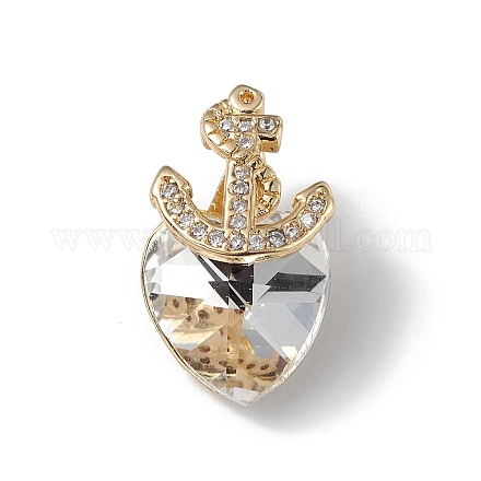 Real 18K Gold Plated Rack Plating Brass Micro Pave Clear Cubic Zirconia Pendants KK-C015-07G-06-1