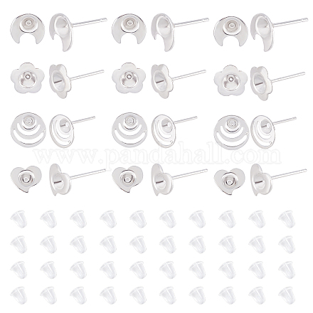 Dicosmétique 40 pièces 4 style 304 boucles d'oreilles en acier inoxydable STAS-DC0007-37-1